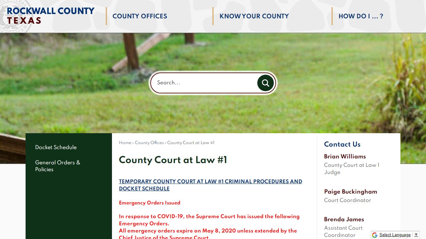 County Court at Law #1 | Rockwall County-Official Website